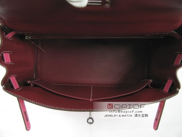 エルメス ケリー スーパーコピー32内縫 ヴォーエプソン ローズティリアン(シルバー金具) her313